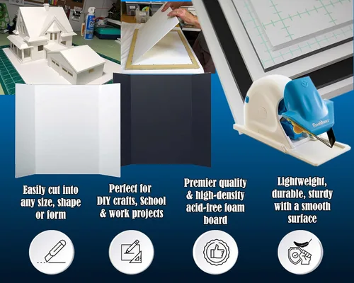 Vista 5 de Tablero de espuma de 5 x 7 pulgadas, 5 unidades, 3/8 de grosor, tablero de espuma rígida, tablero de póster de espuma blanca, hojas grandes
