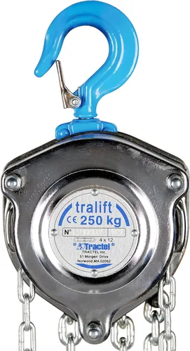 Vista 8 de Tractel Polipasto de cadena manual 1/4 tonelada - capacidad de 500 libras Cadena de acero de 10 pies Acero de grado industrial