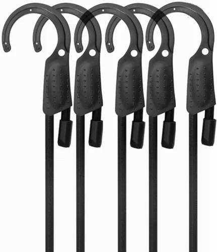 Vista 15 de Cuerdas elásticas ajustables de 18 pulgadas con ganchos, ajuste flexible de 6.5 a 18 pulgadas, correas elásticas negras con elasticidad superior