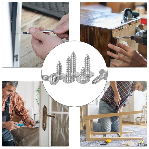 Vista 6 de 700Pcs Tornillos autorroscantes Phillips de cabeza plana con arandela, acero inoxidable 304, tornillos de madera pequeños/mini M2 M2.3 M2.6 M3, kit