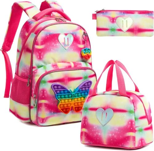 Mochila antiestrÃ©s para niÃ±as con burbujas para presionar y reventar, para niÃ±as, Sombrero., 17"