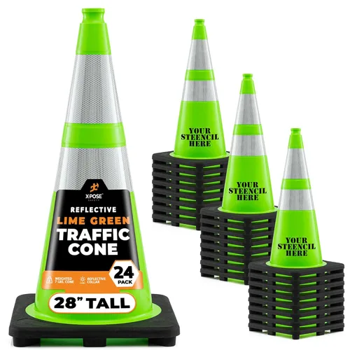Vista 52 de Xpose Safety Conos de tráfico naranjas de 28 pulgadas con collares de 6 y 4 pulgadas, 1 paquete – Cono de seguridad de plástico PVC multiusos