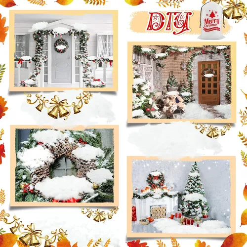 Vista 5 de Shappy 2 bolsas de decoración de nieve falsa de Navidad, fibra de nieve artificial esponjosa, de algodón, decoración de interiores, manta de nieve