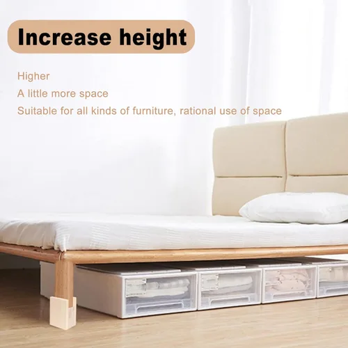 Vista 4 de 2 elevadores de cama para muebles, elevadores de cama resistentes en alturas de 4 pulgadas (añadir altura de 3.9 in)