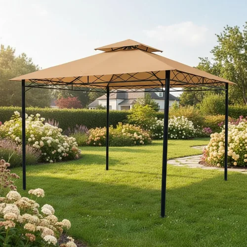 Vista 2 de Garden Winds Cubierta superior de repuesto compatible con el cenador FDW de 10 x 10 pulgadas, color beige Riplock 350