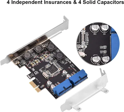 Vista 5 de Pcie PCIExpress a adaptador Pcie interno Pcie tarjeta Pcie 2 puertos 19pin cabecera USB 3.0 tarjeta de expansión con bajo