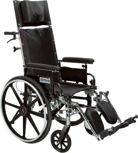 Vista 5 de Drive Medical Viper Plus GT Silla de ruedas reclinable completa, brazos de escritorio desmontables, asiento de 16 pulgadas Full Reclining