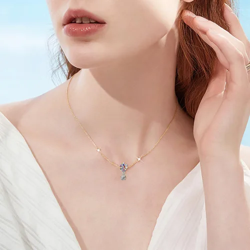 Vista 4 de Collar con dije de plata de ley 925 con circonita cúbica 5A para el día de la madre, cumpleaños, día de San Valentín, colección de joyas, regalos