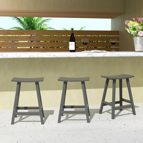 Vista 66 de Costaelm Juego de 2 taburetes de bar para todo tipo de clima, 29 pulgadas de altura, taburetes de bar Adirondack de polietileno para patio, terraza