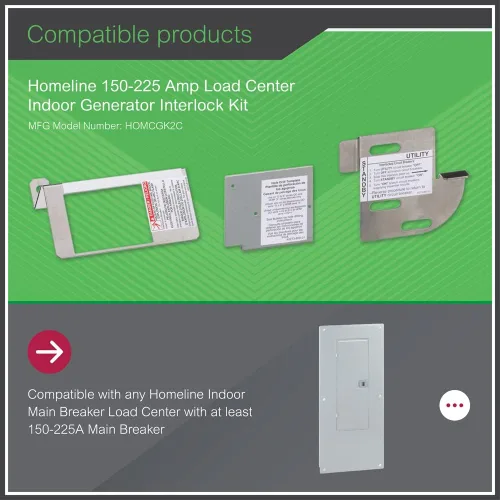 Vista 3 de Square D - HOMCGK2C Homeline Cover Generator y QOM2 Kit de enclavamiento del interruptor principal del tamaño del marco