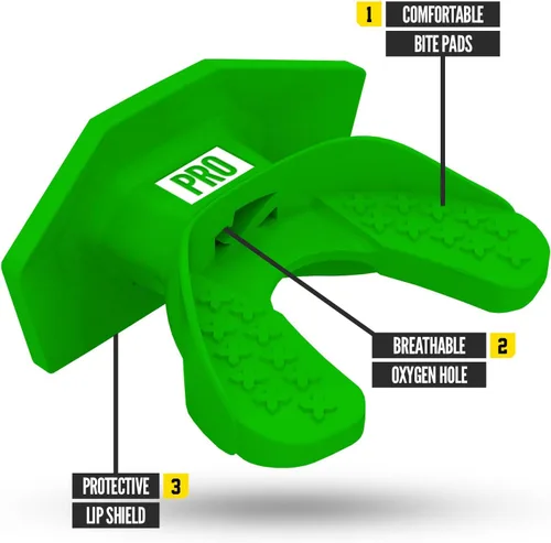 Vista 123 de Nxtrnd One Protector Bucal de Fútbol Americano, Correa Incluida, Se Adapta a Adultos y Jóvenes (Negro)