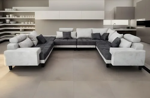 Vista 4 de Stendmar Sofá seccional reversible en forma de L y U, conjunto de sofás modernos de tela de microfibra S150D (gris bicolor/gris oscuro)