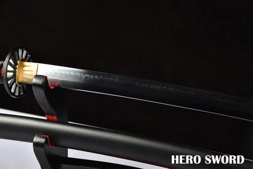 Vista 5 de Espada japonesa de anime, espada de samurái hecha a mano con espiga completa, katana práctica y afilada, espada katana de Demon Slayer Kamado