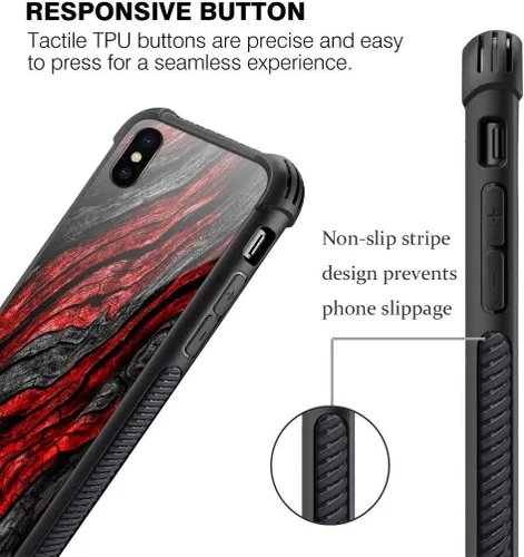 Vista 5 de Funda para iPhone Xs Max, de cristal templado 9H para iPhone Xs Max, diseño a prueba de golpes, antirrayones, para Apple iPhone Xs Max de 6.5