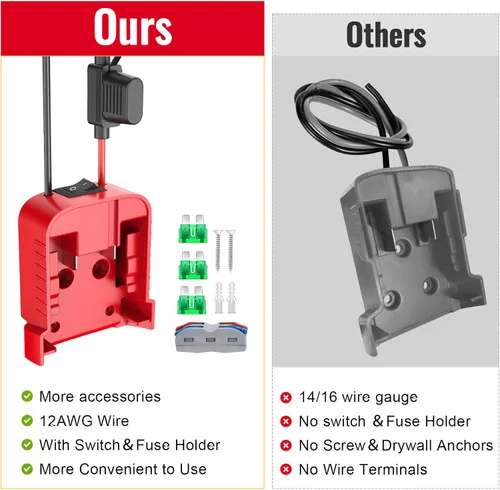 Vista 6 de Azocek Paquete de 2 adaptadores de rueda eléctrica compatibles con Milwaukee 18 V, kit de convertidor de batería de rueda de alimentación