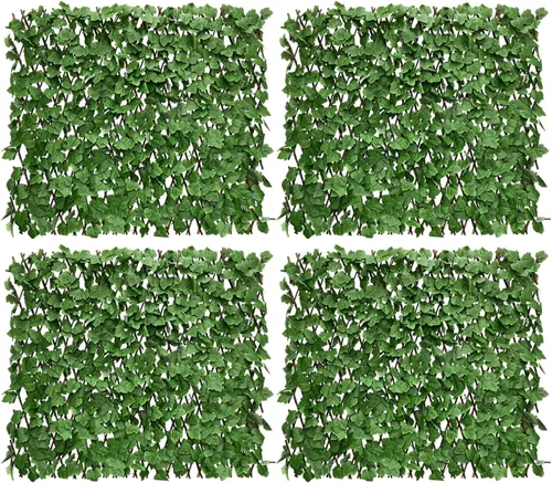 Vista 20 de LANDGARDEN Pantalla para valla de privacidad, hoja artificial, hiedra sintética, expandible/estirable