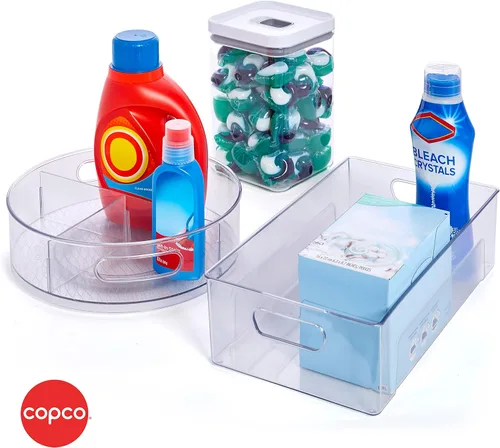 Vista 9 de Copco Tocadiscos de almacenamiento con divisores extraíbles, 12 pulgadas, transparente