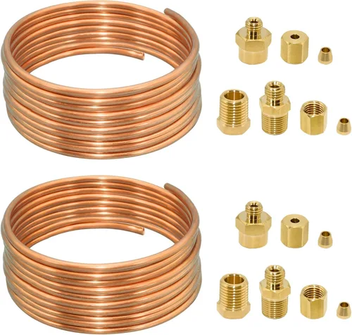 Vista 7 de Kit de tubos de manómetro de aceite de 72 pulgadas, juego de tubo de cobre y piezas roscadas, ajuste universal