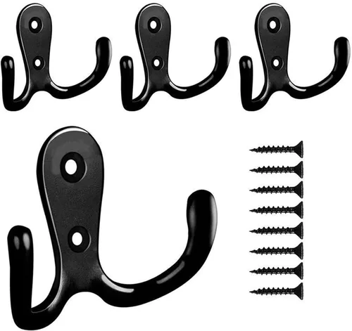 4 ganchos para bata de doble punta, ganchos dobles para colgar en la pared, ropa colgante para baño, dormitorio, puerta y pared, colgador de tela de