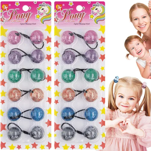 12 ligas para el cabello de 0.98 pulgadas (0.984 in), accesorios para el cabello para niñas, brillos galácticos con purpurina y bolas, soportes de