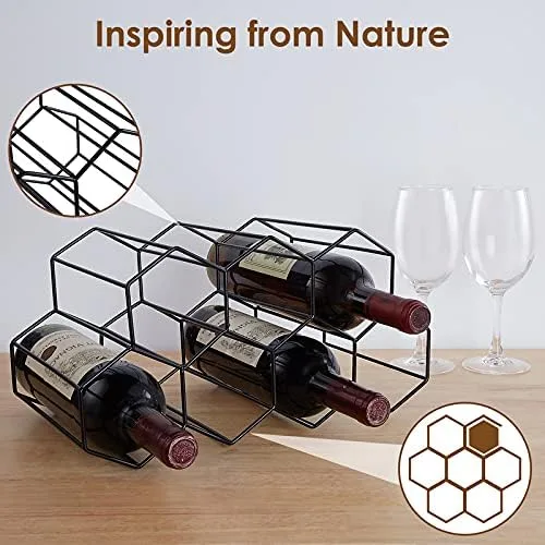 Vista 5 de Fomanish - Soporte para 7 botellas, estante de vino independiente, moderno soporte de mesa de metal para cocina y bodega
