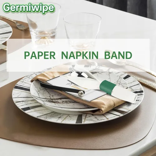 Vista 4 de Germiwipe Bandas de servilleta del día de San Patricio, anillos de servilleta de papel autoadhesivos, bandas para envolver cubiertos