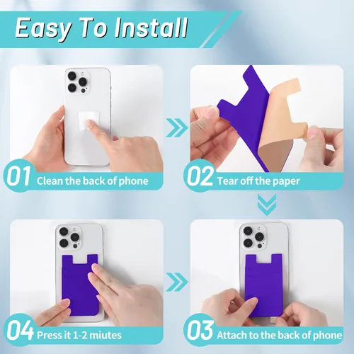 Vista 6 de SHANSHUI Soporte para tarjetas de teléfono, paquete de 3 fundas de silicona para tarjetas de crédito, tarjeta de visita, bolsillo para iPhone