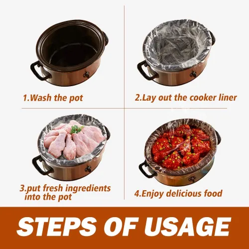 Vista 7 de Bolsas de cocina desechables sin BPA para olla de cocción lenta, para ollas ovaladas o redondas, tamaño grande de 13 x 21 pulgadas, se adapta de 3 a