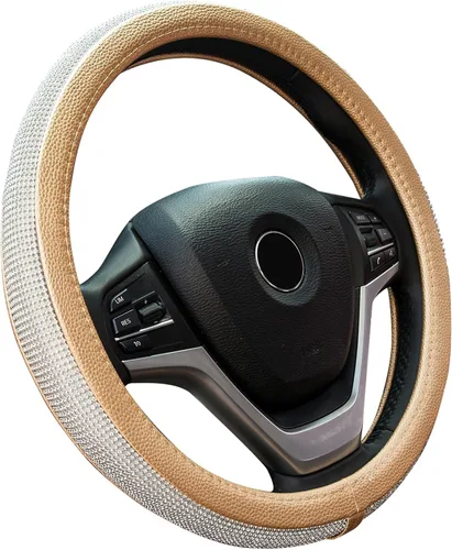 Vista 16 de Nueva Funda para Volante de Cuero con Diamantes con Cristales de Strass Brillantes, Ajuste Universal de 15 Pulgadas, Protector de Volante