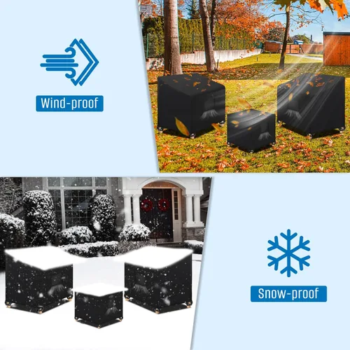 Vista 7 de SIRUITON Juego de 3 fundas para muebles de jardín de patio al aire libre con tela 420D duradera y resistente al agua, apta para juegos de muebles