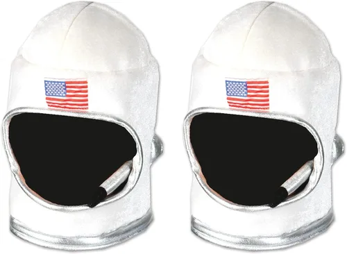 Beistle Casco de astronauta de felpa unisex - Diadema plateada y blanca, suministros para fiestas temáticas espaciales, disfraz de piloto Astro