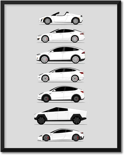 Vista 37 de Custom Car Posters Póster hecho a mano compatible con Tesla Generations e impresión de Roadster, Model S, Model X, Model 3, Model Y, Cyber Truck
