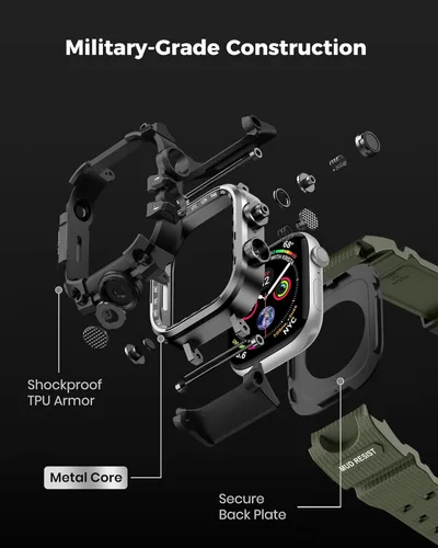 Vista 5 de amBand 1.732 pulgadas (1.732 in) para Apple Watch SE2/SE/6/5/4 Band Hombre, funda resistente M3 y correa duradera accesorio de protección