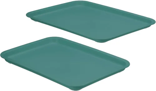 Vista 8 de PATIKIL Bandeja de comida rápida de 12 x 9, paquete de 2 bandejas rectangulares reutilizables de plástico multiusos para cafetería, restaurante, Azul