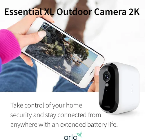 Vista 7 de Arlo Cámara de seguridad Essential XL 2K (2ª generación, versión 2023) - Cámara inalámbrica para exteriores, batería 4 veces más larga