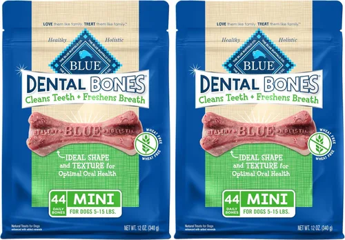 Vista 11 de Blue Buffalo Dental Bones - Mini golosinas dentales naturales para masticar para perros, (5-15 libras) bolsa de 12 onzas