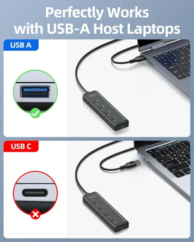 Vista 6 de Selore Hub USB 3.0, Selore Hub USB de 4 puertos Ultra-Slim Data USBA Splitter USBA Expander con 2 ft Compatible con portátil con puerto A