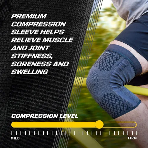 Vista 3 de Futuro Rodillera de compresión premium con estabilizadores, estabilizadores extraíbles, manga de compresión personalizable avanzada, para artritis