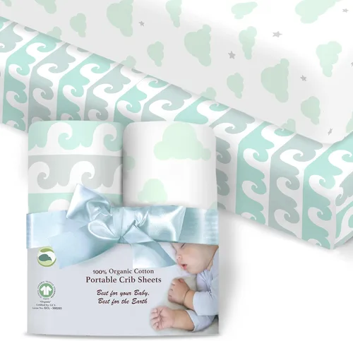 Vista 18 de Sábanas bajeras 100% de algodón orgánico que se ajustan y son compatibles con Graco Pack n Play, Babyletto, Pamo Babe, Hiccapop, Dream on Me