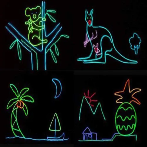 Vista 7 de Cable electroluminiscente de luz de neón de 15 pies con batería (paquete de 8 unidades, azul, verde, rojo, blanco, naranja, morado, rosa, amarillo)