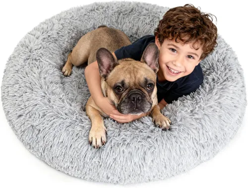 Vista 15 de Cama ortopédica para perros grandes, impermeable, con forma de dona, espuma viscoelástica calmante con gel refrescante, funda extraíble