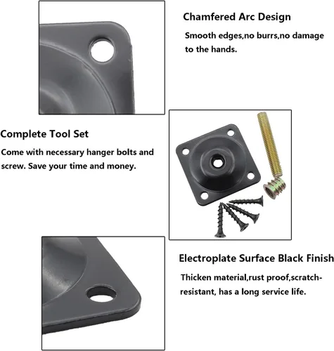 Vista 5 de Placa de montaje de 4 patas, placa superior resistente para piernas, placa de fijación de piernas, pata de placa en T de resistencia industrial