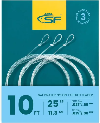 Vista 71 de SF Líder Cónico Pre-Atado con Lazo para Pesca con Mosca de Nailon Transparente para Trucha de Agua Dulce y Salada Bonefish Permit Lubina Salmón