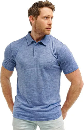 Vista 25 de 100% Merino Wool Polo Shirt Men - Short & Long Sleeve Shirt Base Later Largo negro