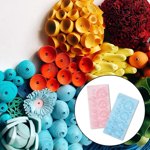 Vista 6 de ARTIBETTER 4 piezas de papel Quilling molde plástico Quilling herramientas 3D medias bolas molde para proyectos de manualidades DIY