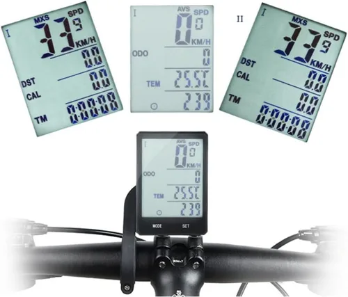 Computadora de bicicleta con soporte, odómetro de bicicleta impermeable con cable MPH KM/H Velocímetro con pantalla LCD Pantalla de retroiluminación