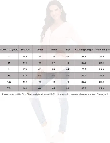 Vista 6 de Acelcyceo Blusa holgada con cuello en V para mujer blusa de manga larga y corta con cremallera