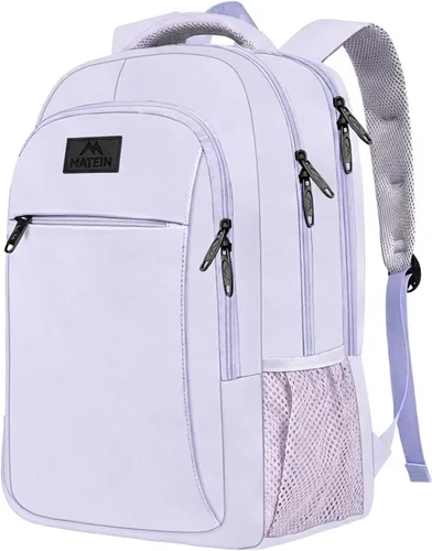 Vista 24 de MATEIN - Mochila de viaje para laptop, mochila empresarial antirrobo, delgada, resistente, puerto de carga USB, impermeable, para universidad o Gris
