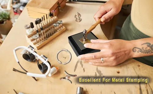 Vista 5 de HimaPro Yunque cuadrado plano de acero cromado de 3 pulgadas con bloque de goma de 4 pulgadas, una gran herramienta para la fabricación de joyas