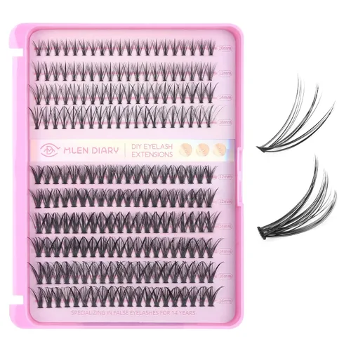 Vista 11 de MLEN DIARY – Racimos de pestañas DIY, extensiones de pestañas rizadas D, 90 racimos de pestañas, 10-16 mm, D rizado, volumen súper voluminoso